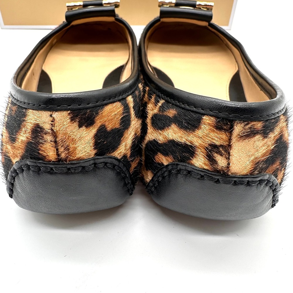 Michael Kors GLoria Moc Printed Leopard Calf Hair Ballet Flats Gold  Leather 6.5 - Picture 7 of 11